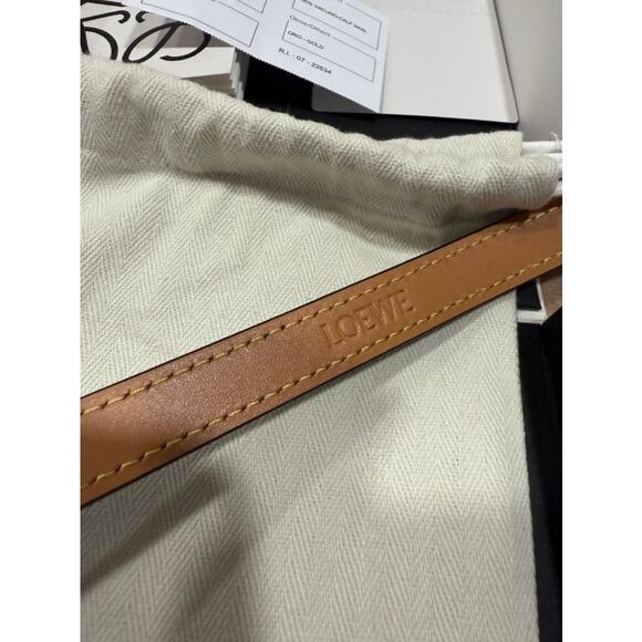 LOEWE Letter Logo Buckle Black Leather Skinny Belt 85 main image 4